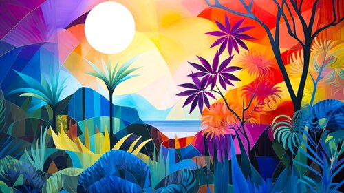 Gardens of Sophisticated Rhythmical Shapes and Hues - Colourful Art Paul David Groocock