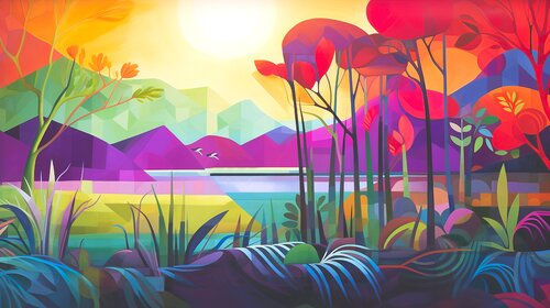 Gardens of Sophisticated Rhythmical Shapes and Hues - Colourful Art Paul David Groocock