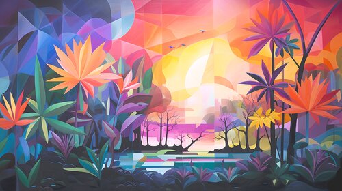 Gardens of Sophisticated Rhythmical Shapes and Hues - Colourful Art Paul David Groocock