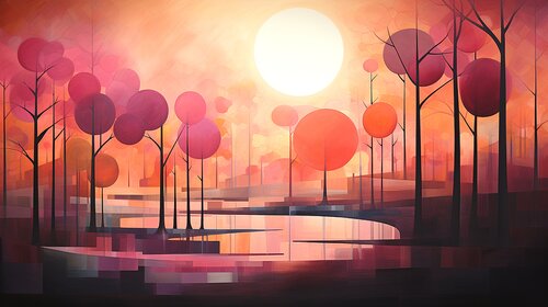 Futuristic Lush Tropical Gardens in Blackberry and Peach Paul David Groocock
