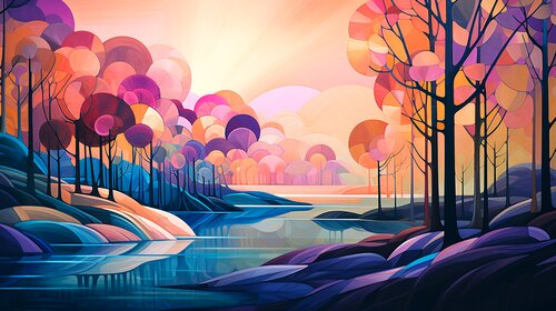 Futuristic Lush Tropical Gardens in Blackberry and Peach Paul David Groocock