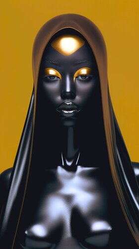 Afrocentric Futuristic Art Black Portraiture di Paul David Groocock, Digitale in vendita su Singulart