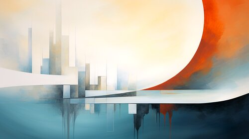 Colourful Geometric Urban Cityscapes - Prismatic Urban Pulse von Paul David Groocock, Digital kaufen auf Singulart