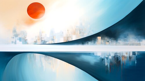 Colourful Geometric Urban Cityscapes - Colorful City Rhythms di Paul David Groocock, Digitale in vendita su Singulart