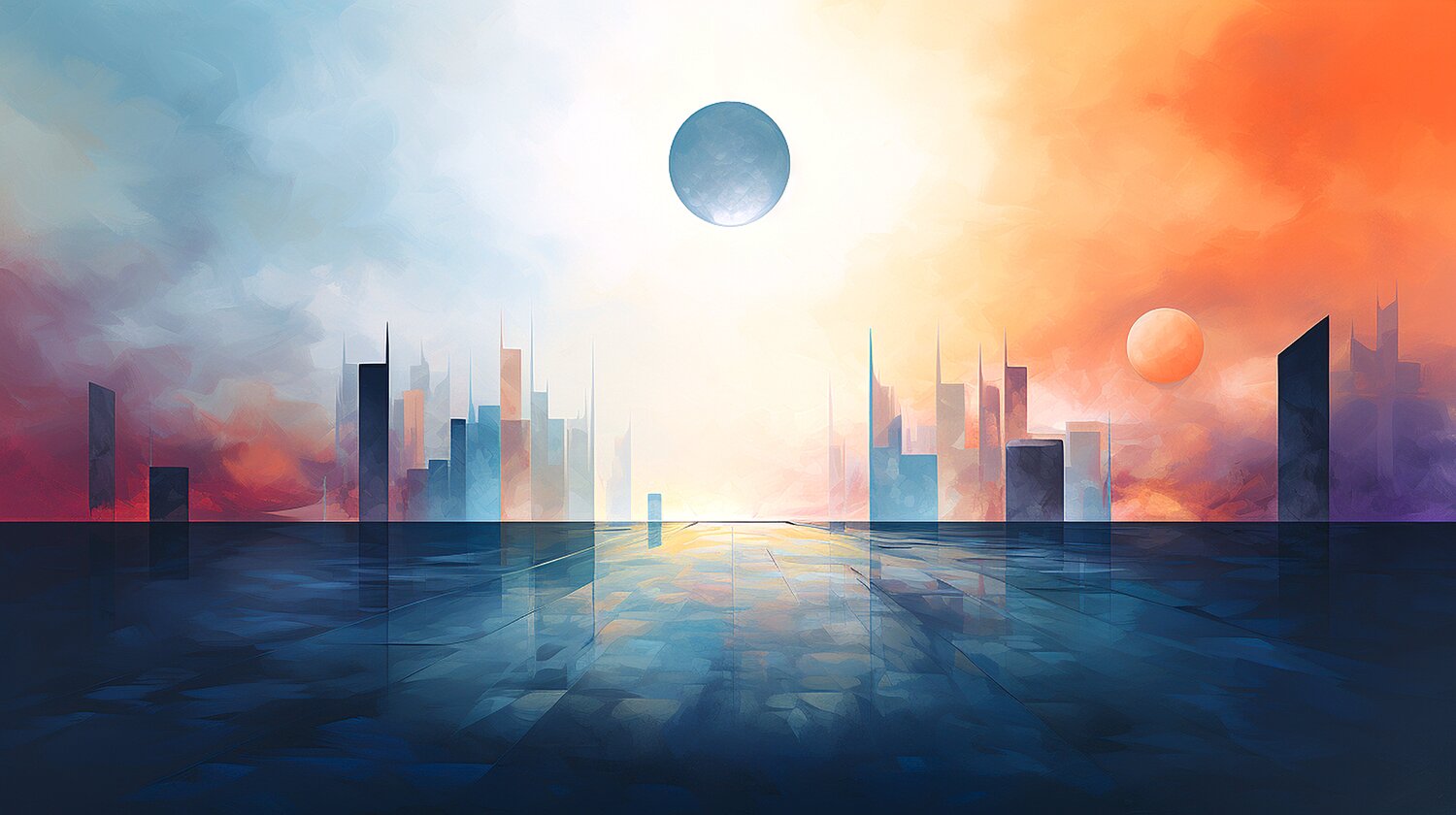 Colourful Geometric Urban Landscapes -   Expressionism  has Architectural Allure Paul David Groocock Digital zu verkaufen
