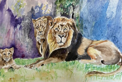 Lion family von Susan Tye, Malerei kaufen auf Singulart