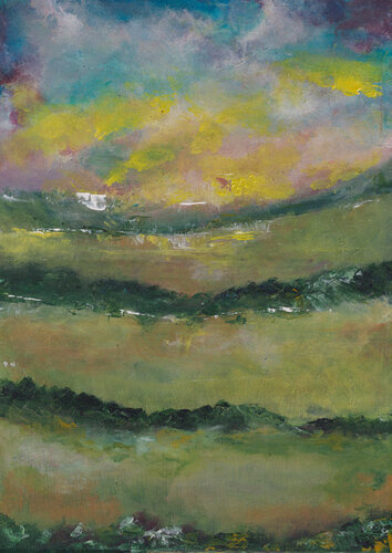 Dusk on the Hills van Geanina Cernica, Schilderij te koop op Singulart