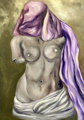 Statue with a Scarf de Geanina Cernica, Pintura a la venta en Singulart