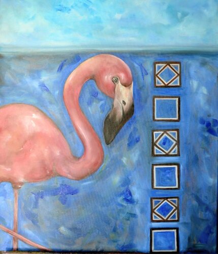 Flamingos in the Danube Delta von Geanina Cernica, Malerei kaufen auf Singulart