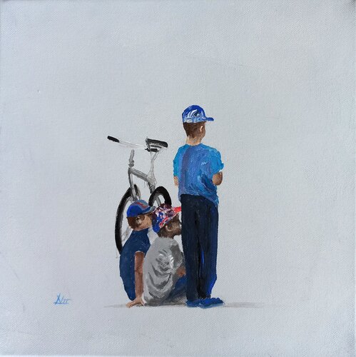 Kleine Radfahrpause (N1084) di Dieter Becker, Pittura in vendita su Singulart
