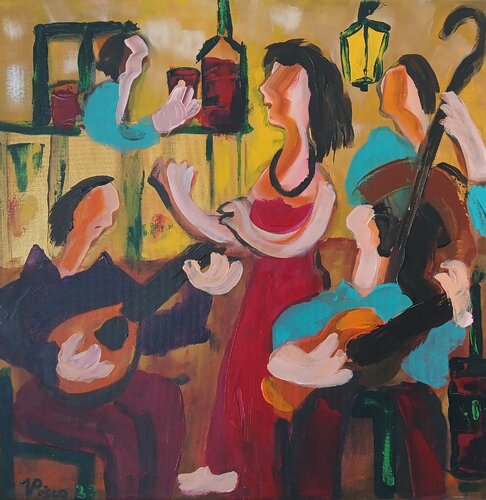 Fado em Penha de França di Vítor Pisco, Pittura in vendita su Singulart