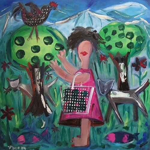 Menina colhendo limas by Vítor Pisco, Painting for Sale on Singulart