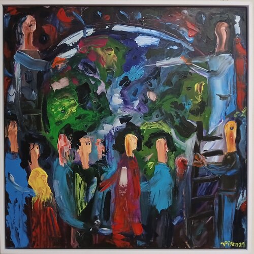 Peace and love for save the world di Vítor Pisco, Pittura in vendita su Singulart