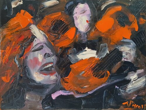 Amália e o fado par Vítor Pisco, Peinture en vente sur Singulart