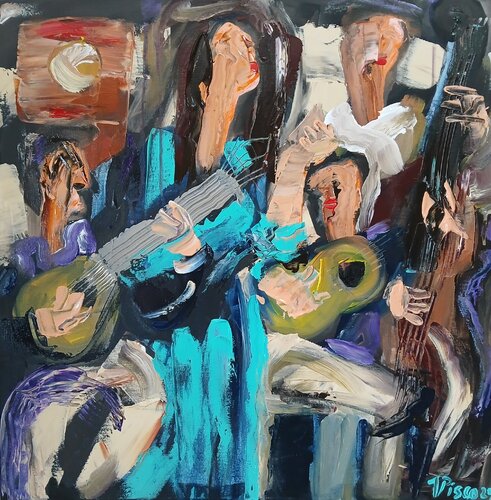 Fado por Mariana em um beco de Alfama by Vítor Pisco, Painting for Sale on Singulart