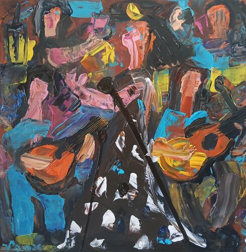 Selfie no fado di Vítor Pisco, Pittura in vendita su Singulart