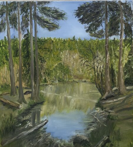 Secluded Woodland Lake von Olga Minasyan, Malerei kaufen auf Singulart