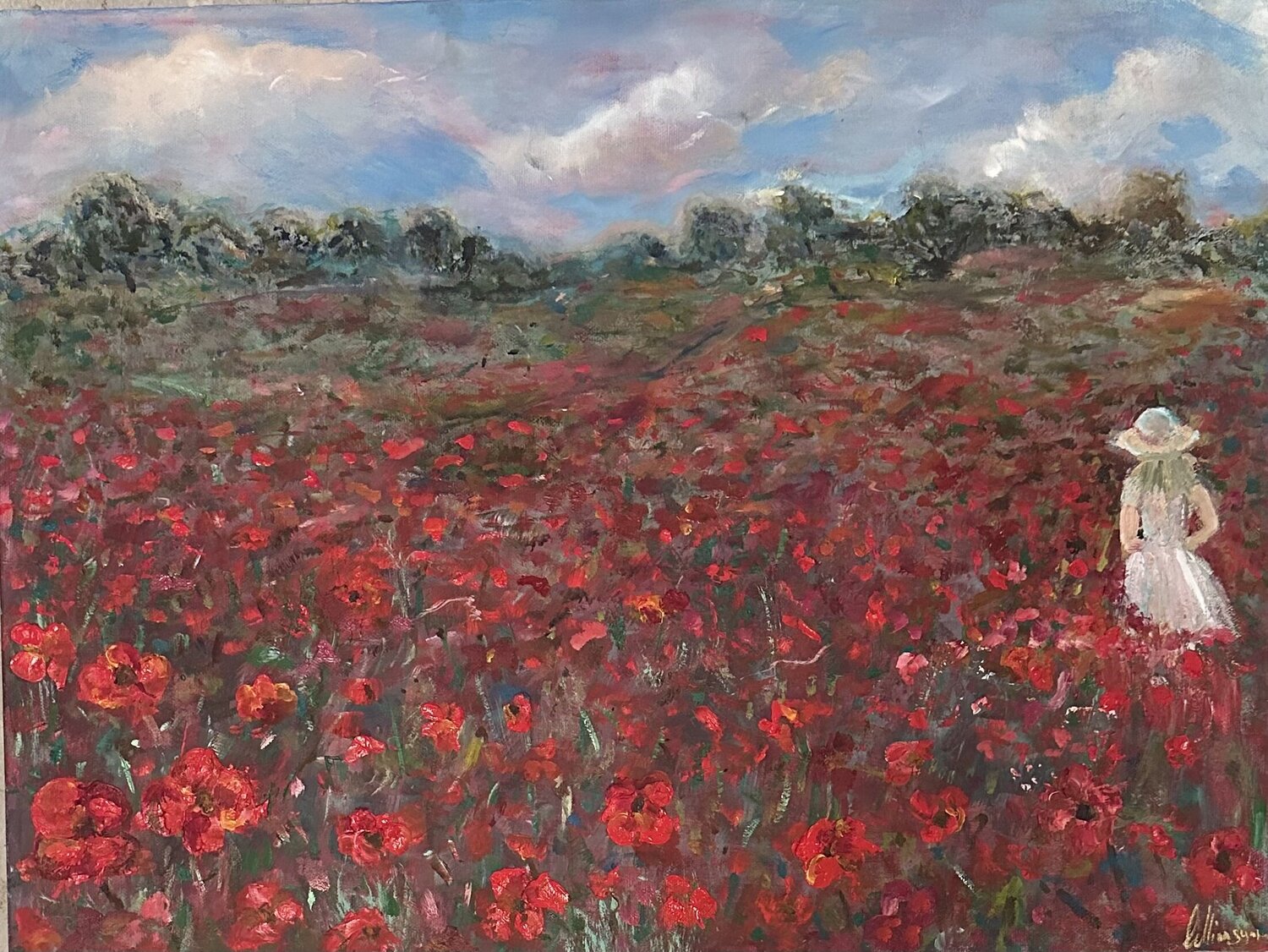 Field of Red Wonder Olga Minasyan Originalgemälde zu verkaufen