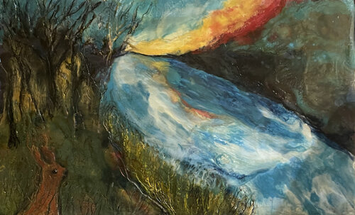 Visiting the river by evy Olsen Halvorsen, Painting for Sale on Singulart