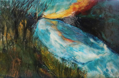 Visiting the river de evy Olsen Halvorsen, Pintura a la venta en Singulart