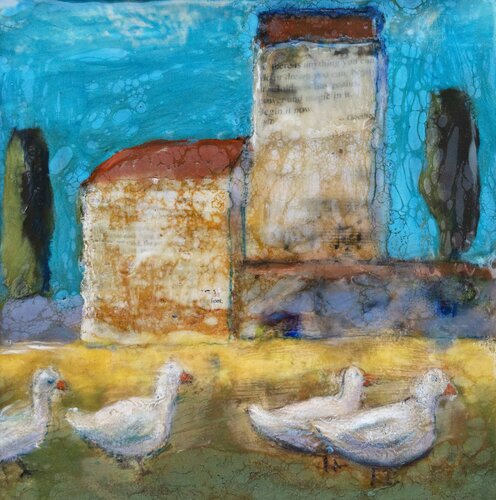 Tuscan ducks di evy Olsen Halvorsen, Pittura in vendita su Singulart