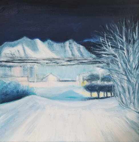 the road to town, Svolvaer von evy Olsen Halvorsen, Malerei kaufen auf Singulart