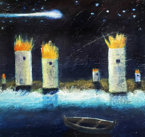 The Watchtowers by evy Olsen Halvorsen, Painting for Sale on Singulart