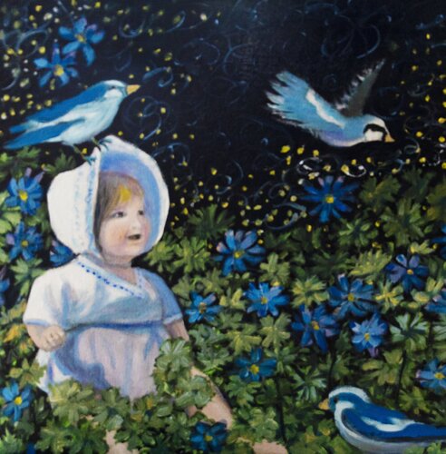 bluebirds of innocence von evy Olsen Halvorsen, Malerei kaufen auf Singulart