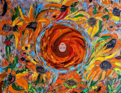 Orange Stimmung van Ellen Frischbutter, Schilderij te koop op Singulart