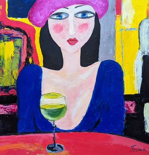 Pariser Träumerin van Ellen Frischbutter, Schilderij te koop op Singulart