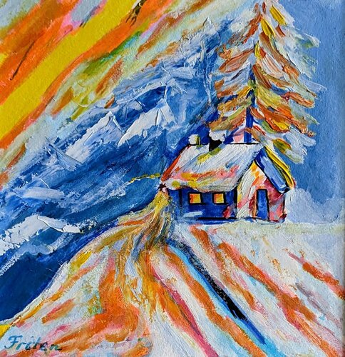 Oranger Winter van Ellen Frischbutter, Schilderij te koop op Singulart
