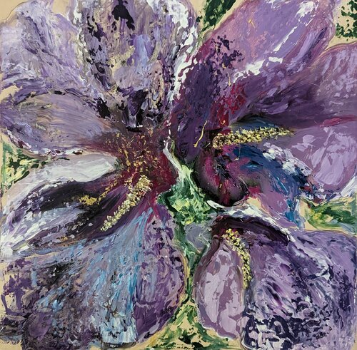 Exotische Blumen lila von Ellen Frischbutter, Malerei kaufen auf Singulart