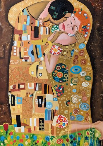 Der Kuss von Gustav Klimt par Ellen Frischbutter, Peinture en vente sur Singulart
