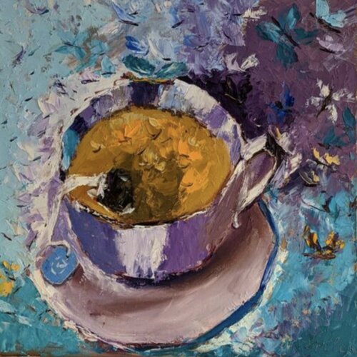 Tee mit Schmetterlingen de Ellen Frischbutter, Pintura a la venta en Singulart