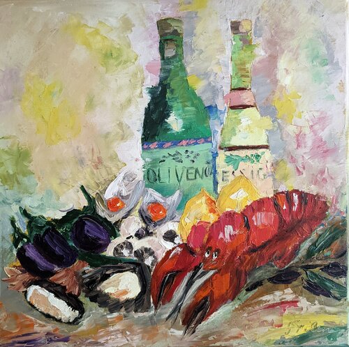 Mittelmeerfest van Ellen Frischbutter, Schilderij te koop op Singulart