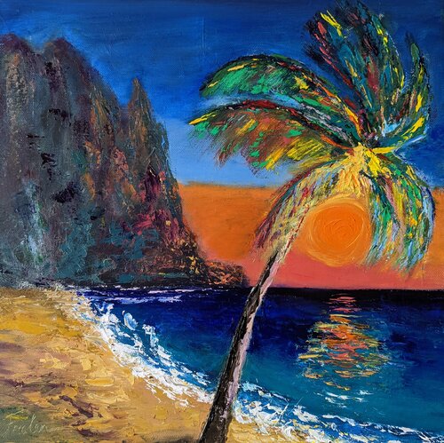 Oranger Sonnenuntergang par Ellen Frischbutter, Peinture en vente sur Singulart