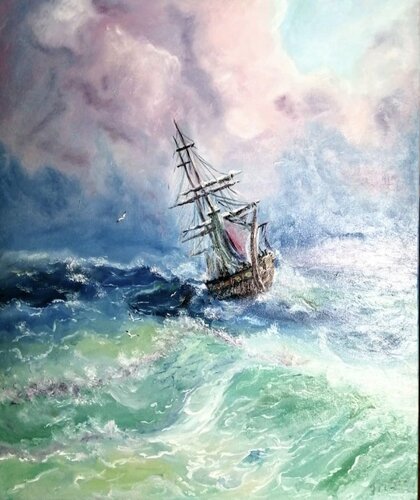 Inspiriert von Aivazovsky par Ellen Frischbutter, Peinture en vente sur Singulart