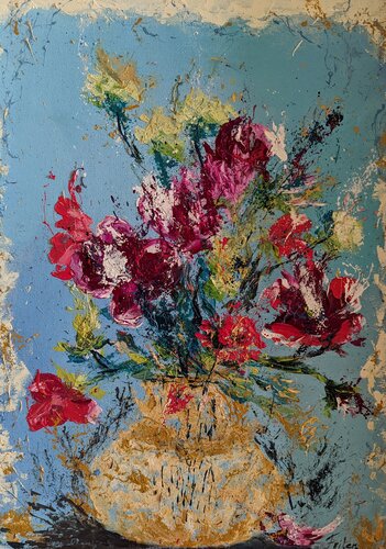 Tanz der Blütenblätter im Sonnenlicht van Ellen Frischbutter, Schilderij te koop op Singulart