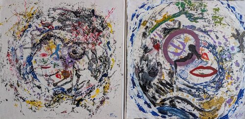 Diptychon: „Erscheinung im Kreis“ von Ellen Frischbutter, Malerei kaufen auf Singulart