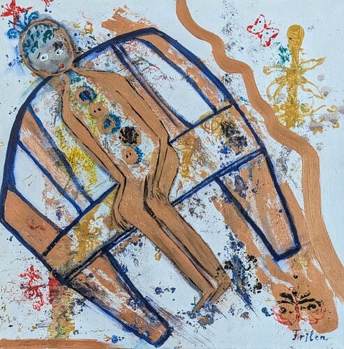 Der Wartende, Hüter der Stille di Ellen Frischbutter, Pittura in vendita su Singulart
