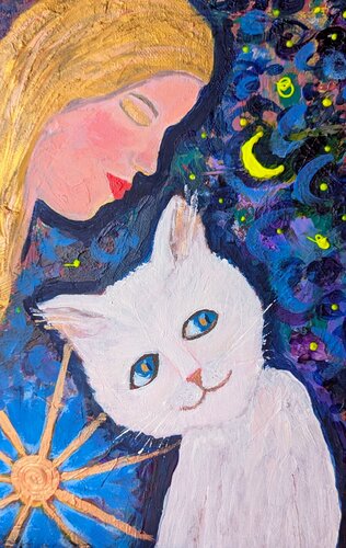 Luna im Licht – Das Mädchen mit dem goldenen Haar par Ellen Frischbutter, Peinture en vente sur Singulart