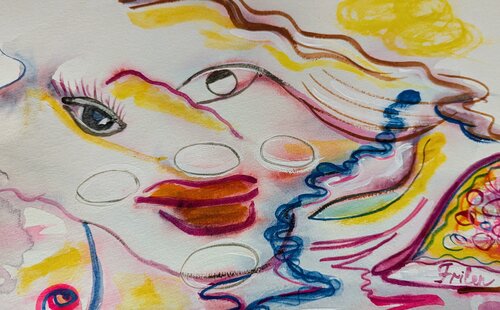 Das Lächeln des Berges van Ellen Frischbutter, Schilderij te koop op Singulart