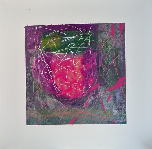 Zentrum der Energie — Himbeerrot di Ellen Frischbutter, Pittura in vendita su Singulart