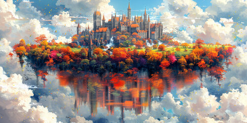 Cathedral on Lake Tranquillità di Charley Brindley, Digitale in vendita su Singulart