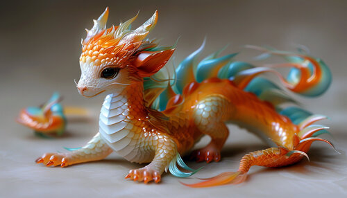 February 10, 2024, a newly-hatched Wood Dragon. He is happy to kick off the Year of the Dragon in China. During his one-year reign he will be blissfully associated with the birth of proud and lively babies who will exude good cheer and self-confidence by Charley Brindley, Digital for Sale on Singulart