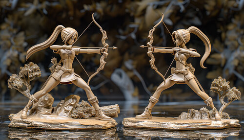 Sister-warriors on opposite sides of the revolution, face each other in a standoff von Charley Brindley, Digital kaufen auf Singulart