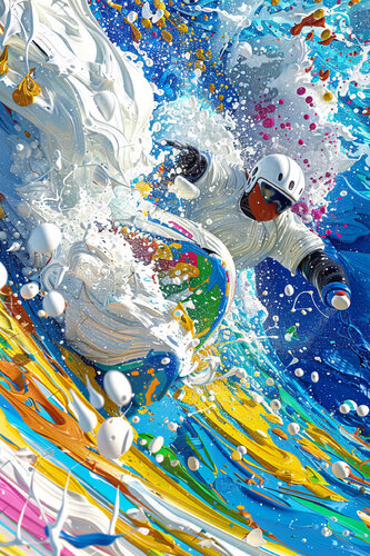 Extreme downhill skiing on the Zugspitze, Germany's highest mountain near Garmisch-Partenkirchen in the Bavarian Alps. At speeds greater than of over 80 kilometers per hour, it is an exciting and hazardous sport di Charley Brindley, Digitale in vendita su Singulart