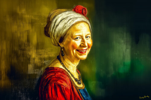 The woman with the onyx earring.  How does an artist capture contentment, or more exactly fulfillment? Elizabeth Hamilton McGregor has suffered many of life’s punishments; the death of her beloved and faithful husband when he was barely forty years old... par Charley Brindley, Digital en vente sur Singulart