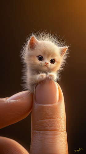 Meet Siskit. She wants to be the first ultra-tiny Persian kitty, but for now she is still just a dream. von Charley Brindley, Digital kaufen auf Singulart