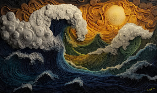 Mount Fuji in 1792 after a volcano on Kyushu, near Nagasakai Japan erupted in a cataclysmic explosion creating tsunami over 300 feet high Charley Brindley